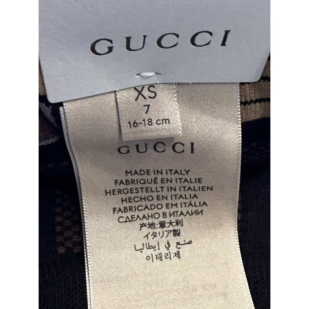 NWT Gucci GG Black/Beige Socks Size XS (16-18 cm) Made in Italy 675854